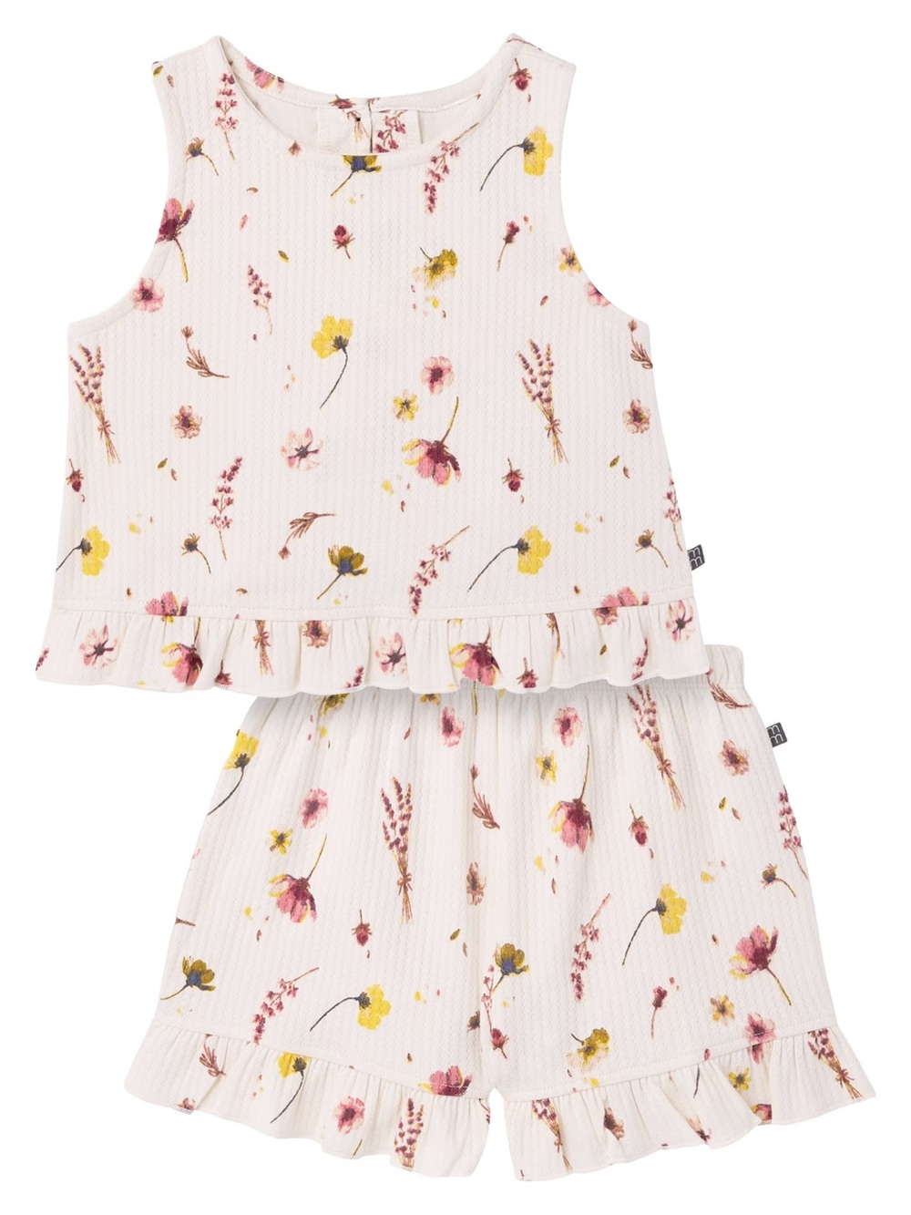 Toddler Cream Floral Ruffle Tank & Shorts Set - Picture 2 of 15